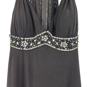 Xscape by Joanna Chen Black Embellished Gown‎ Size 4 Sleeveless Maxi Dress READ